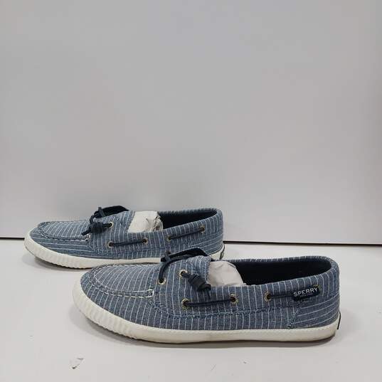 Sperry Women's Blue and White Striped Boat Shoes Size 9.5 M image number 2