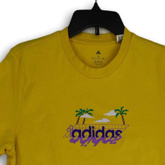Mens Yellow Graphic Print Crew Neck Short Sleeve Pullover T-Shirt Size Medium image number 3