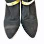 Women's Sigerson Morrison Electtra Elf, Black, Suede Heeled Boots  w/ Gold Strap image number 6