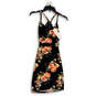 NWT Womens Black Floral Sleeveless Lace Back Cutout Bodycon Dress Size S image number 1