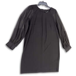 NWT Womens Black Round Neck Long Sleeve Back Zip Shift Dress Size Medium