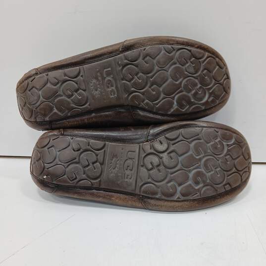 Men's UGG Brown Leather Slip-On Loafers Sz 14 image number 5