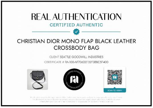 AUTHENTICATED CHRISTIAN DIOR MONO FLAP BLACK LEATHER CROSSBODY BAG 11x9x1 image number 2