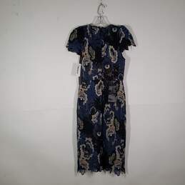 NWT Womens Floral Round Neck Short Sleeve Sheath Dress Size 0 alternative image