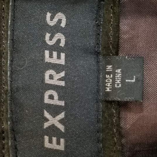 Express Women Brown Leather Jacket L image number 3