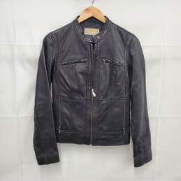 Michael Kors WM's Genuine Leather & Polyester Lining Black Jacket Size SM