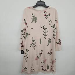 Pink Floral Print Long Sleeve Shift Dress alternative image