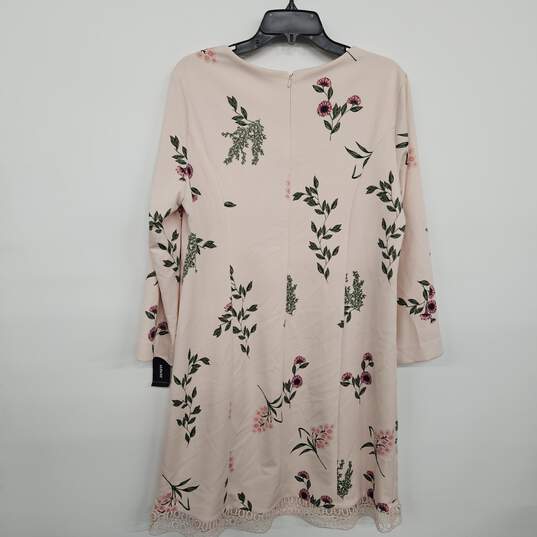 Pink Floral Print Long Sleeve Shift Dress image number 2