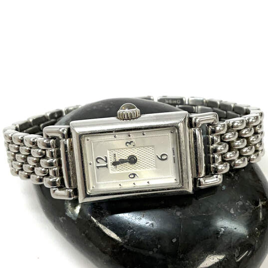 Designer Coach 0820 Silver-Tone Stainless Steel Rectangle Analog Wristwatch image number 1