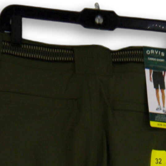 NWT Mens Green Flat Front Pocket Waist Belt Straight Leg Cargo Shorts Sz 32 image number 4