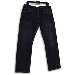 Mens Blue 514 Denim Dark Wash 5-Pocket Design Straight Jeans Size W34 L32