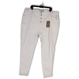 NWT Womens White Denim High-Rise Pockets Button Fly Skinny Leg Jeans Sz 37T