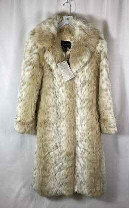 Dennis Basso White Faux Fur Full Length Coat - Size XS