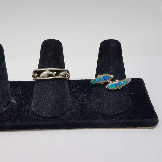 Sterling Silver Dolphin Ring Bundle 4pcs 14.1g image number 2