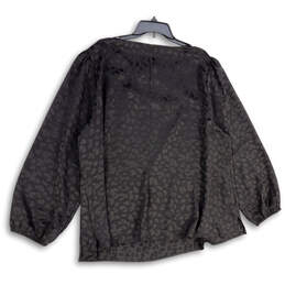 NWT Womens Black Leopard Print Cutout Round Neck Pullover Blouse Top Sz 24 alternative image