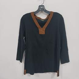 Lauren Ralph Lauren Black And Brown Long Sleeve Shirt Size L