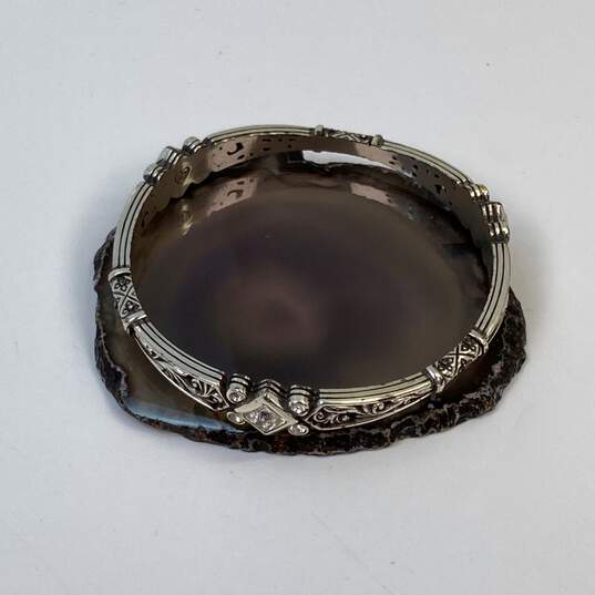 Designer Brighton Silver-Tone Clear Crystal Round Shape Bangle Bracelet image number 1