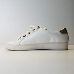 Michael Kors Irving Optic White Gold Leather Lace Up Sneakers Shoes Women's Size 6 M alternative image