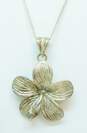 Artisan 925 Hibiscus Flower Pendant Necklace Dark Pearls & Cross Drop Earrings & Celtic Knot Paneled Bracelet 23.3g image number 8