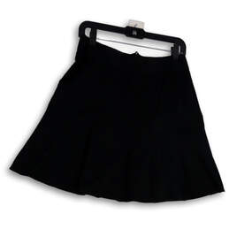 Womens Black Flat Front Back Zip Stretch Short A-Line Skirt Size 4