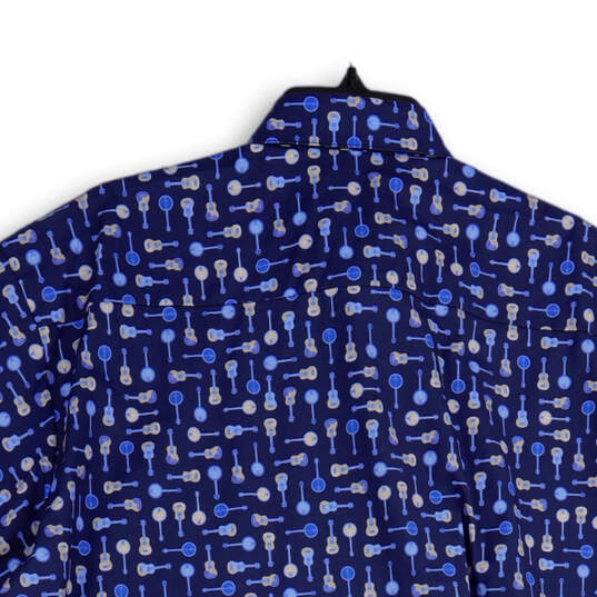 NWT Mens Blue Guitar Print Collared Short Sleeve Button-Up Shirt Size XL image number 4
