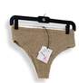 NWT Womens Beige Smocked Swim Bambi Bikini Bottoms Size Large image number 2