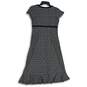 Loft Womens Black White Printed V-Neck Cap Sleeve Midi A-Line Dress Size 4 image number 2
