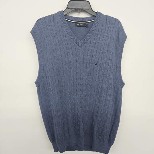 Cotton Blue V Neck Vest image number 2