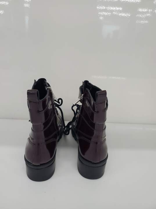 Marc Fisher LTD Bristyn Burgundy Patent Leather Lace Up Combat Boot Size-7 image number 4