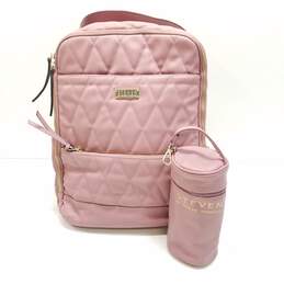 Steve Madden Cream Pink Faux Leather Quilted Zip Large Backpack Bag