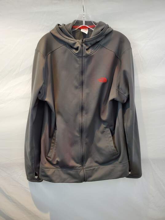 The North Face Gray Long Sleeve Full Zip Hooded Jacket Men's Size L image number 1