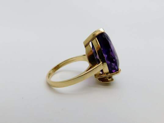 14K Yellow Gold 0.18 CTTW Diamond & Pear Cut Amethyst Ring 10.2g image number 2