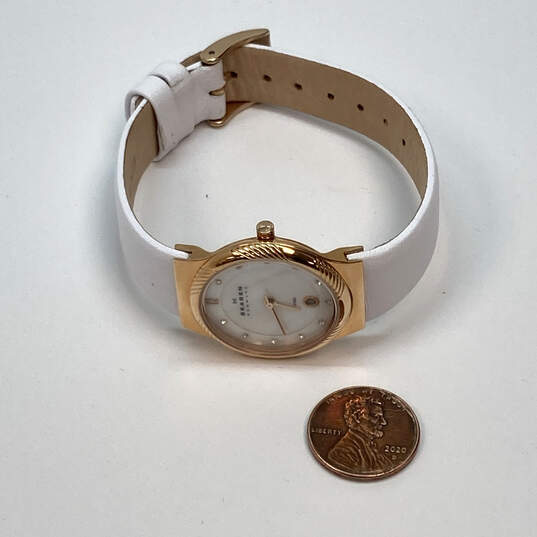 Designer Skagen Gold-Tone White Dial Adjustable Strap Analog Wristwatch image number 3