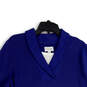 NWT Womens Blue Knitted Shawl Collar Long Sleeve Pullover Sweater Size 1X image number 3