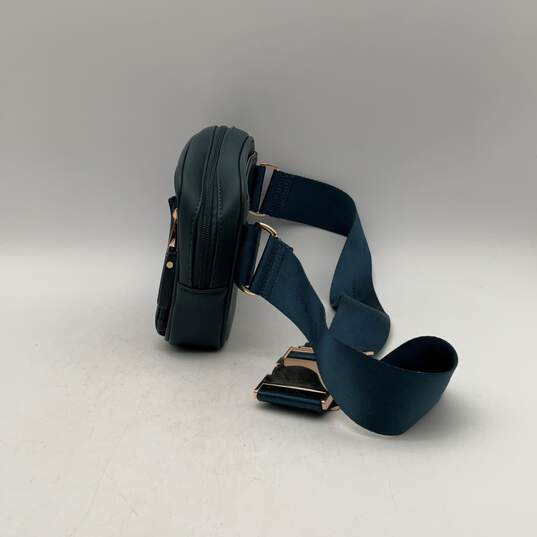 Ayla & Co. Womens Blue Leather Adjustable Strap Inner Pocket Zipper Fanny Pack image number 3