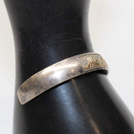 Artisan STK Signed Sterling Silver Gold Fill Accent Cuff Bracelet - 14.19g image number 2