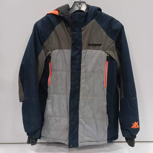 Boys Multicolor Pockets Long Sleeve Hooded Full-Zip Ski Jacket Size 14/16 image number 1