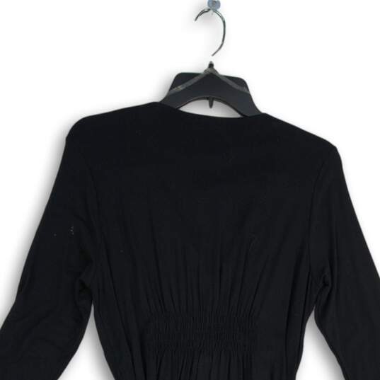NWT Nicole Miller Womens Black Beaded V Neck Fit & Flare Dress Size Medium image number 4