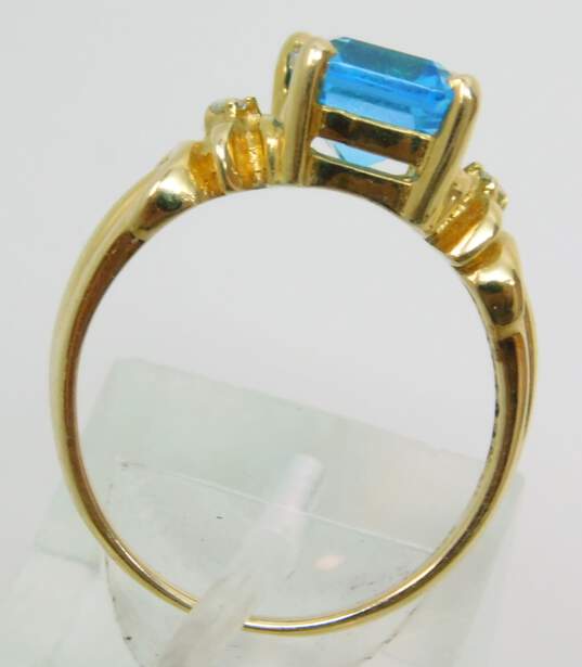 14k Yellow Gold Blue Topaz & Diamond Accent Ring 3.9g image number 2