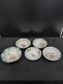 5PC Vintage Hand-Painted Assorted Sized Bowl Bundle
