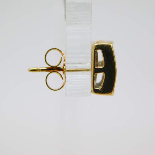 14K Yellow Gold 0.48 CTTW Pave Set Princess Cut Diamond Stud Earrings 2.1g image number 3