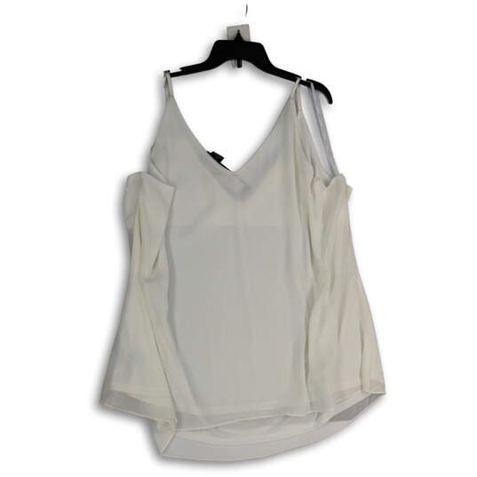 NWT Womens White Pleated Front V-Neck Pullover Tank Top Size XXL image number 2