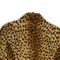 Womens Beige Brown Animal Print Long Sleeve Button Front Jacket Size 14 image number 4