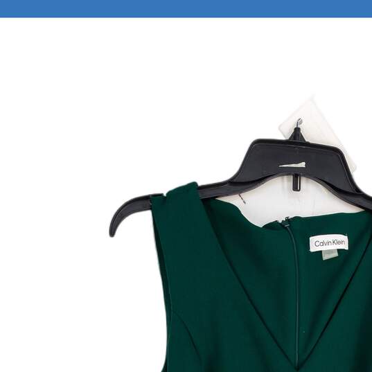 Calvin Klein Womens Green V-Neck Sleeveless Tie Waist One-Piece Jumpsuit Size 8 image number 3