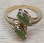 Vintage 10K Yellow Gold Nephrite Toi Et Moi Bypass Ring 2.7g image number 5