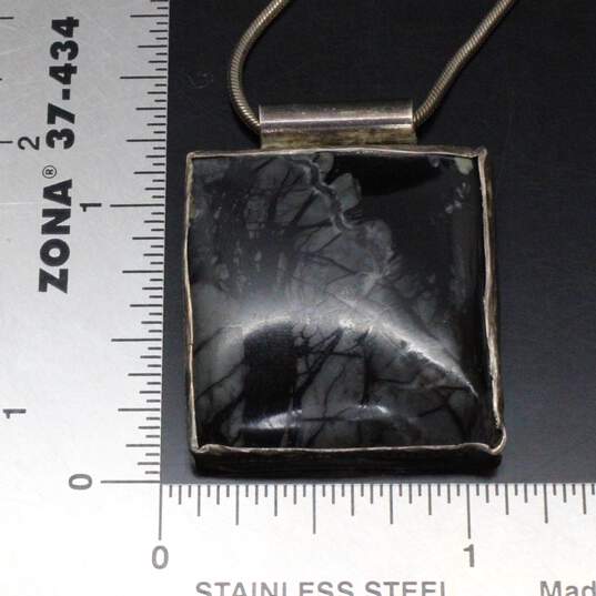 Sterling Silver Picasso Stone Pendant Necklace (16.5in) - 18.9g image number 6