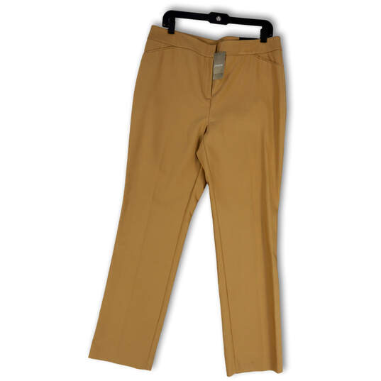 NWT Womens Tan Flat Front So Slimming Pockets Straight Leg Ankle Pants Sz 2 image number 1