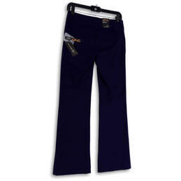 NWT Womens Blue Regular Fit Flat Front Pockets Wide Leg Dress Pants Size 2P alternative image