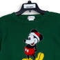 Womens Green Knitted Mickey Mouse Christmas Santa Pullover Sweater Size M image number 3