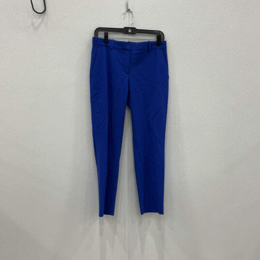 Womens Blue Flat Front Slash Pocket Straight Leg Dress Pants Size 4 image number 1